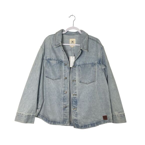 NWT Rip Curl Juniors' Venice Cotton Denim Shirt Jacket In Light Wash Size Medium - Picture 1 of 16